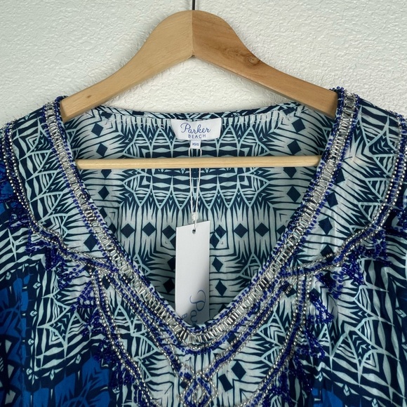 NWT Parker Beach Embellished Cover Up Size XS/S Blue Beaded Revolve - Picture 2 of 11